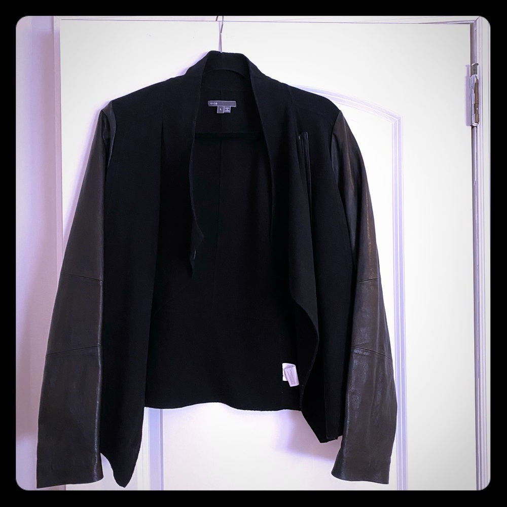 Vince leather/wool wrap jacket